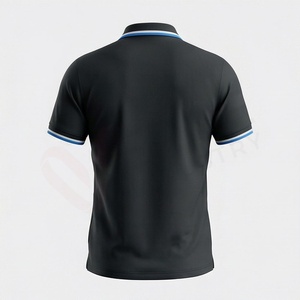 <b>Men's</b> <b>Black</b> Short Sleeve <b>Polo</b> <b>Shirt</b> With Geometric Print Pocket Quick Dry Knitted Casual Design - Product Image 2