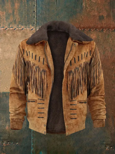Custom Luxury <b>Men</b>’s Fringe Leather <b>Jacket</b> Vintage Western Cowboy <b>Suede</b> Coat with Tassel Design Bulk Order & Private Label - Product Image 4