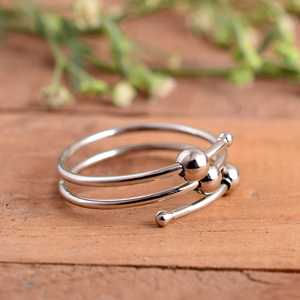 SHYAM JEWELRS Luxury <b>Adjustable</b> 925 Sterling Silver Anxiety Bead Spinner <b>Ring</b>-Handmade Three-Layer Unisex Fidget <b>Ring</b> for Stress - Product Image 2