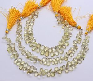 Cuentas de Cuarzo Limón Natural AAA, Forma de Pera Facetada, 5x7 mm, Hilo de 8 Pulgadas, Cuentas de Cuarzo Limón Natural - Product Image 1