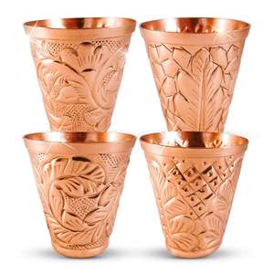 Tasse à boire en cuivre de forme conique, verre à eau traditionnel, gobelet métallique pour boissons, corps lisse, vaisselle de cuisine, articles de table - Product Image 6