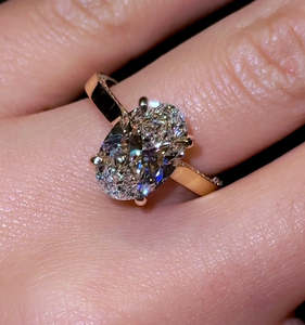 แหวนเพชรทรงรี 3 กะรัต VS1 ทองคำแท้ 14K ประดับเพชรเลี้ยงในห้องปฏิบัติการ สำหรับงานหมั้น - Product Image 1