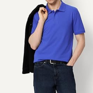 เสื้อโปโลชาย Essentials แขนสั้น ทรงเข้ารูป ผ้าคอตตอนปิเก้ สีน้ำเงิน ไซส์ใหญ่ ผลิตโดยผู้ผลิตผ้าในบังกลาเทศ - Product Image 5