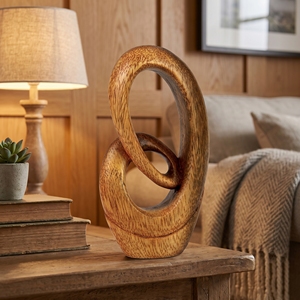 Petite sculpture en bois abstraite en bois de Suar, figurine boucle éternelle, artisanat balinais fait main, décoration pour la maison et le bureau, ornement, cadeau - Product Image 4