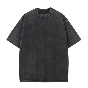T-shirt surdimensionné vintage délavé à l'acide pour homme, avec logo personnalisé, en coton, style streetwear américain, motif graphique, décontracté et tendance - Product Image 5