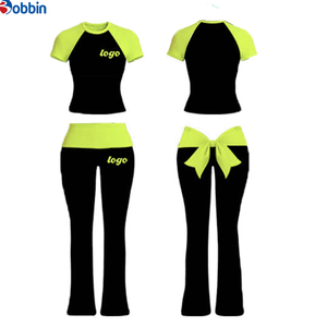 Conjunto de 2 Piezas Personalizado con Logotipo, Ropa de Yoga de Verano para Mujer, Diseño con Lazo, Manga Corta, Cintura Plegable, Pantalones Acampanados - Product Image 5