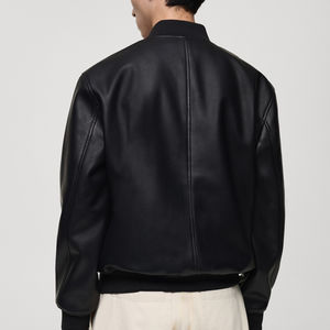 Nouvelle veste en cuir d'agneau pour homme 2024 avec col montant et logo sur le devant, imperméable, écologique, fabriquée au Pakistan - Product Image 3