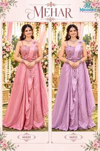 Sari en satin haut de gamme pour femme, prêt-à-porter, avec chemisier richement orné |   Tenue ethnique 2 pièces sans plis, séchage rapide, longueur au sol - Product Image 5