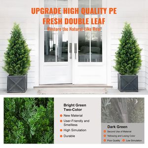 Set di 2 Alberi Artificiali di Cedro Topiario da 36 Pollici con Foglie Extra in Plastica, Vaso Incluso, Alberi Finti Sempreverdi di Pino e Cipresso - Product Image 2