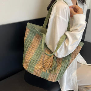 Factory wholesale OEM ODM ladies Large capacity handbag straw hobo tote shoulder bags fashion design fashion beach handbag - Product Image 6