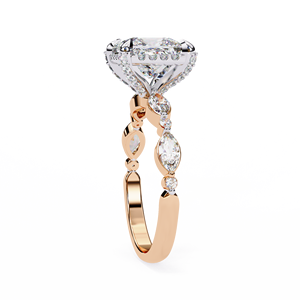 Bague de fiançailles en diamant de laboratoire taille princesse 2,00 ct, en vermeil or jaune 18 carats, avec halo pavé et tige de diamants marquise, pour mariage - Product Image 5