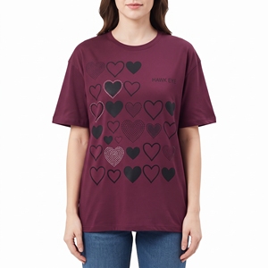 Camiseta de Jersey con Estampado de Corazón para Mujer, Personalizada, al por Mayor, Lisa, Informal, de Manga Corta, Ropa de Moda, Prenda de Algodón Personalizada - Product Image 4