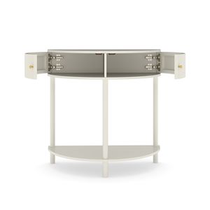 Mesa Consola Blanca Cremosa Hecha a Mano con Diseño Único de Ondas, Mesa Auxiliar con Espejo y 2 Espacios de Almacenamiento - Product Image 5