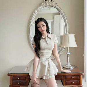 Vestido Mini Elegante para Mujer con Cuello Solapa, Manga Corta y Volantes en Capas, Estilo Dulce y Casual - Product Image 6