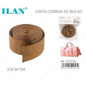 Nastro per tracolla borsa Ilan 3,8 cm x 3 m, fettuccia marrone chiaro per la creazione di borse - Product Image 1