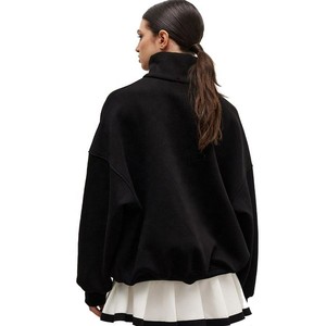 Sweat-shirts pour femmes 100% polyester, design à fermeture éclair quart de tour, matière originale, sweat-shirt respirant et confortable pour femmes, services OEM. - Product Image 3