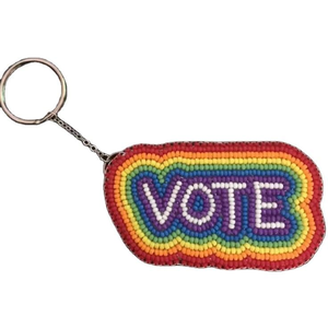 Embroidered Fabric <b>Keychain</b> with Bright Beads Unique Design Gift For Every Kind of Party color navy blue/golden and brown color - Product Image 4