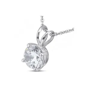 Pendentif solitaire classique vintage en or 18 carats avec diamant rond de 2 carats, qualité SI2, provenant de l'Earth Mined, certifié IGI - Product Image 1