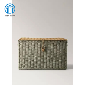Cesta de Almacenamiento de Mimbre de Dos Tonos Hecha a Mano con Tapa, Cesta para Juguetes, Organizador Elegante para el Hogar, de Alta Calidad y Nuevo Diseño, Superventas - Product Image 2