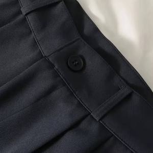 Pantalon de costume noir taille haute à jambes larges pour femme, de haute qualité, coupe ajustée, décontracté et élastique - Product Image 6