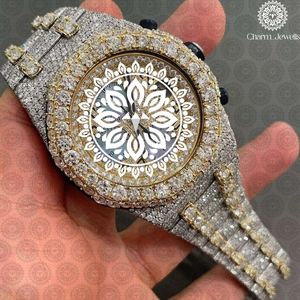 Charm_Jewells Luxury Men Stainless Steel <b>Watch</b> Round Case 43mm Analog Quartz Sapphire Crystal <b>Diamond</b> Bracelet Fashion - Product Image 1