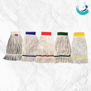 KSR High Quality Cotton Semi White Yarn Kentucky <b>Mop</b> Heads with 2" Colour Top Band for Floor Cleaning System Looped End - Product Image 2