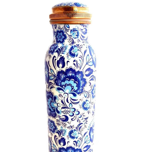 Botella de Agua de Cobre con Estampado Floral Azul, Recipiente Metálico para Bebidas, a Prueba de Fugas, para Yoga, Deportes, Gimnasio, Fitness, Recipiente Saludable para Almacenar Líquidos - Product Image 1