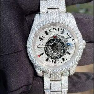 Reloj de Diamantes de Lujo Splendid Gift Jewelry, 28 mm, Moissanita/Brazalete de Plata, Cuarzo Analógico, Movimiento ETA, Esfera con Números Romanos, Zafiro - Product Image 1