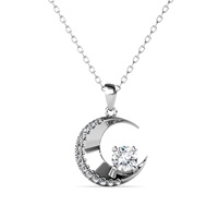 Colgante de Luna de Plata de Ley 925 y 18K con diamante de moissanita, joyería de lujo