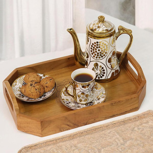 Lot de 2 plateaux en bois de manguier de haute qualité avec poignées découpées Plateaux de service décoratifs pour restaurant à domicile Hôtel ou présentoir de boissons - Product Image 6