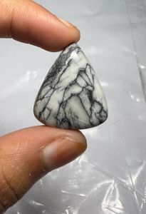 Cabochon de Jaspe Pinolithe Naturel, Pierre Précieuse en Cristal pour Création de Bijoux, Fourniture de Pierres de Guérison, Blanc et Noir - Product Image 3