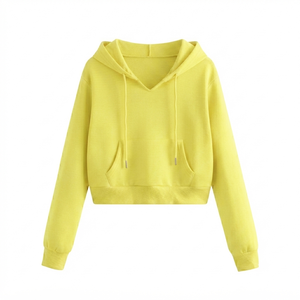 Hoodie court pour femme en mélange de coton, pull personnalisé, conception OEM ODM, fournisseur de vêtements en gros, usine de fabrication, hoodie sur mesure - Product Image 2