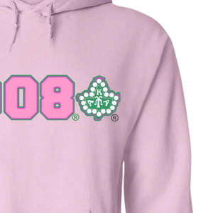   Sweat à capuche en polaire premium 1908 Ivy, pull à capuche personnalisé pour sororité grecque, vêtements pour femmes, rose clair et vert - Product Image 3