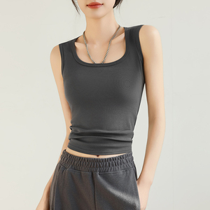 Camiseta Deportiva Corta Personalizable para Mujer - Sin Mangas, Tirantes Anchos, Capa Base, Logotipo Frontal, Transpirable, de Secado Rápido - Product Image 4