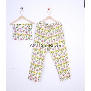 Conjunto de Pijamas de Algodón 100% para Mujer, Diseño Floral, Cintura Elástica, Mangas Largas, Tejido de Punto, Transpirable y Suave, Venta al Por Mayor - Product Image 3