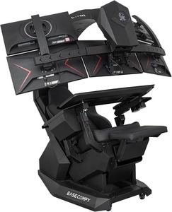 Poste de travail informatique T2 Throne pour 3 moniteurs, chaise zéro gravité, extensible pour 5 moniteurs, prend en charge l'écran ultra-large - Product Image 4