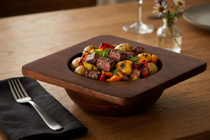 Tazón Cuadrado de Madera Maciza con Interior Redondo, Tazón de Madera Hecho a Mano para Frutas, Ensaladas, Bocadillos, Uso en la Cocina, Hecho en Vietnam - Product Image 5