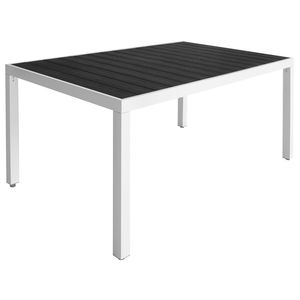 Set da pranzo da esterno in 7 pezzi con tavolo WPC e Set da giardino in alluminio nero - Product Image 3