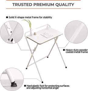 Bureau pliant moderne pour petits espaces, avec structure métallique de qualité supérieure, table d'extérieur pour usage extérieur et salon - Product Image 3