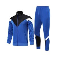 Ensemble de survêtement sportif décontracté pour homme, personnalisé, uni, veste zippée intégrale, pantalon de jogging, séchage rapide, 100% polyester, pour la salle de sport, la course à pied, le football