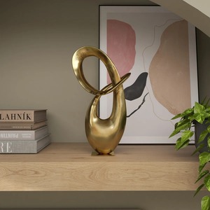 Contemporary Gold Plated Abstract Sculpture Irregular Shape Artistic Tabletop Decor for Living Room Handmade Design - Product Image 3