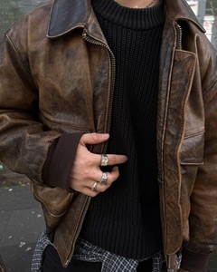Jacket For Man Men Clothing Leather Jacket New Fashion Windproof Leather Jacket For Men Washed Leather Jackets & <b>Tops</b> for Men - Product Image 3