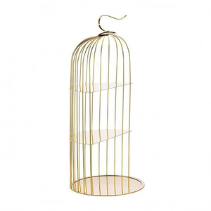 Stainless Steel <b>Cake</b> <b>Stand</b> Gold Birdcage Pastry <b>Stand</b> Curved <b>3</b>-<b>Tier</b> Round Base <b>Cake</b> <b>Stand</b> - Product Image 1