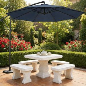 Ombrellone da Terrazzo Blu Navy per Cortile e Patio con Base - Product Image 1