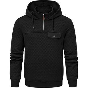 2025 Sudadera con capucha acolchada para hombre, Jersey informal de manga larga con cremallera de cuarto, sudadera con apliques bordados 3D, bolsillos antiarrugas - Product Image 6