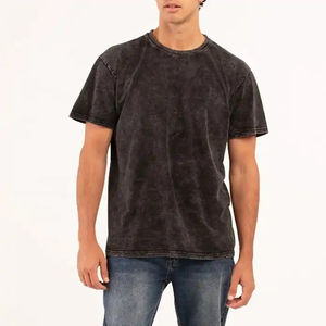 T-shirt graphique personnalisé délavé à l'acide 100 % coton, style vintage, col rond, coupe ample - Product Image 1