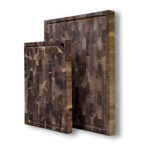 Planche à découper en acacia en gros : Série ArtisanBistro |   Planche de service rectangulaire robuste en bois de coupe transversale avec poignée ergonomique - Product Image 1