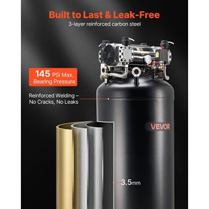 Compresor de Aire de Alta Resistencia de 80 Galones, 5 HP, 13.5 SCFM, 90 PSI, Compresores Sin Aceite con Presión Máxima de 145 PSI, Compresores Industriales - Product Image 5