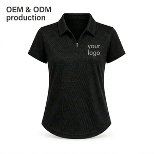 เสื้อโปโลแขนสั้นสำหรับผู้หญิงสำหรับเล่นพิคเคิลบอล ทรงเข้ารูป ระบายเหงื่อได้ดี ปิดด้วยซิป สีพื้น สามารถสกรีนโลโก้ได้ ชุดกีฬา - Product Image 4