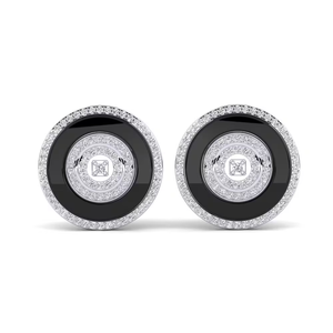Boutons de manchette en or et diamant pour homme, bijoux formels, sertissage clos, pierre ronde - Product Image 2